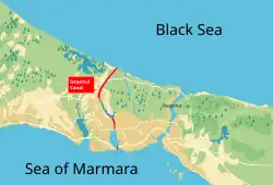 Mapa plánovaného kanálu