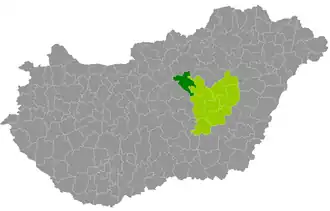 okres Jászberény na mapě Maďarska