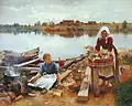 Prádelna u břehu řeky, 1889
