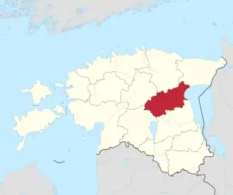 Jõgevamaa na mapě Estonska