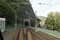 Pohled na portál tunelu od stanice Děčín hlavní nádraží
