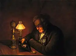James Peale by Charles Wilson Peale: James Peale (1822, olejová „Argandova lampa)“
