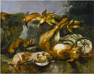 Mrtvé zvíře a lasičky, 75,2×94,3 cm