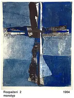 Rozpažení 2, monotyp, 1964