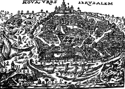 Signovaný Jeruzalém, cca 1606 je pro knihu Putování