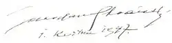 Jaroslav Stránský, podpis