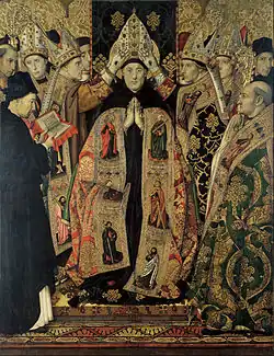 Biskupské světí svatého Augustina, kolem 1475, 250 cm x 193cm