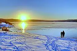 Jezero Medard v únoru 2021