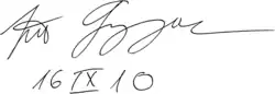 Jiří Grygar, podpis