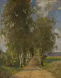 Březová alej (olej na plátně)