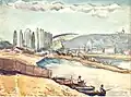 Rybáři u Vltavy (akvarel na papíře) 1949
