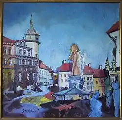 Jiří Meitner, Prachatice lehce andělské I, 75x75 cm, 2013