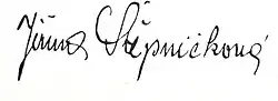 Jiřina Štěpničková – podpis