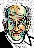 Louis de Funès (linoryt, digitální kolorace)