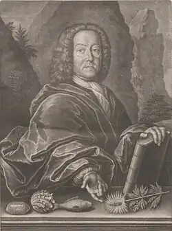 Tobias Laub: Scheuchzer v roce 1731 (mezzotinta)