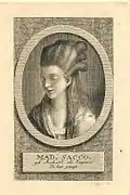 Johanna Saccová jako Evženie, 1776