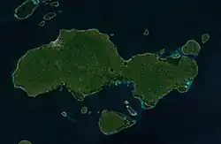 Ostrov Jolo na snímku družice Copernicus z roku 2020
