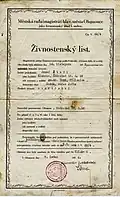 Živnostenský list Josefa Štafla