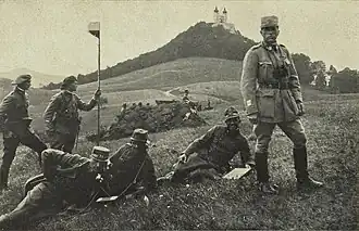 Postavení čs. vojsk pod vedením Josefa Šnejdárka před Kalvárií v Banské Štiavnici v červnu 1919