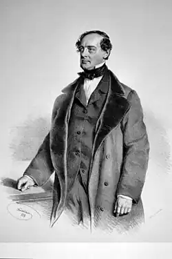 Josef Fürstenberg jako prezident zemského soudu v Brně (Josef Kriehuber, 1854, litografie)