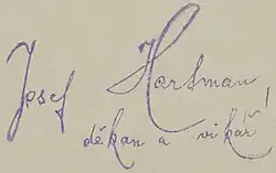 Josef Hartman – podpis