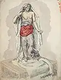 Stojící žena, (kresba perem na papíře) 1874