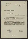 Stavební dokumentace k novostavbě rodinného domu Josefa Lady v Hrusicích z roku 1934
