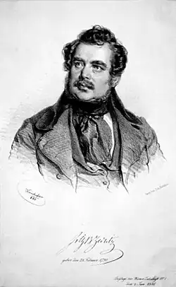 Joseph Christian Zedlitz, litografie Josefa Kriehubera, 1840