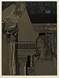Svatební noc Brünhildy a Gunthera, ilustroval Joseph Sattler 1898–1904.