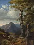Julius Theodor Gruss – krajina s jelenem (1850)