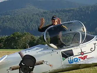 Jurgis Kayris ve svém SU-31, Air Show Bielsko-Biała (2009)