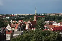 Pohled na centrum města. Uprostřed kostel sv. Kateřiny