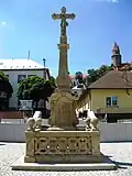 Kříž kamenný, 1816, Ukřižovaný, reliéf Maří Magdaleny (Bouzov).JPG