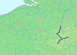 tok řeky a jejich zdrojnic na mapě
