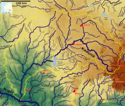 Řeka a její přítoky na mapě