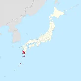 Poloha prefektury Kagošima na mapě Japonska