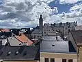 Pohled na Kutnou Horu z balkonu Kamenného Domu
