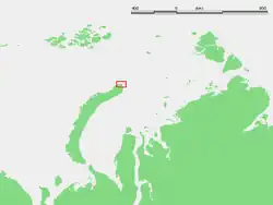 Mapka ukazující mys Touhy