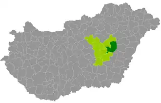 okres Karcag na mapě Maďarska