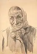 Karel Myslbek Stařena (kresba)
