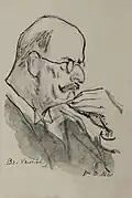 Karikatura sokolského písmáka Karla Vaníčka (r. 1920)