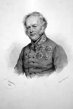 Hrabě Ficquelmont jako c.k. polní podmaršál a velvyslanec v Rusku (1838, Josef Kriehuber, litografie)