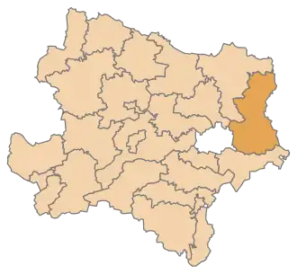 Okres Gänserndorf na mapě Dolního Rakouska