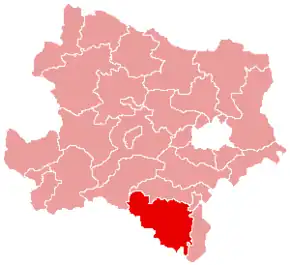 Okres Neunkirchen na mapě Dolního Rakouska