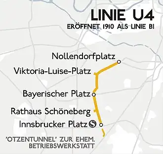 Schéma trasy linky U4