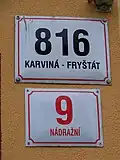 Popisné a orientační číslo v Karviné