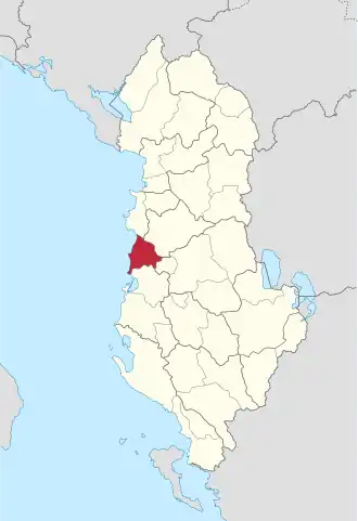 Poloha okresu Kavajë na mapě
