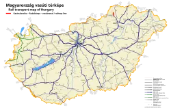Trať na mapě maďarské železniční sítě.
