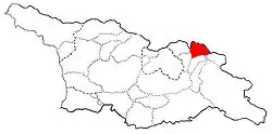 Poloha historické oblasti Chevsuretie na mapce Gruzie