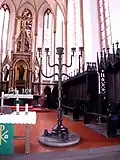 Pětiramenný svícen v kostele sv. Jakuba v Perlebergu